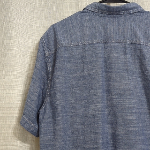 WOOLRICH Men's Buttom Down Shirt XL Blue Short Sleeve Collared Cotton - Picture 8 of 12